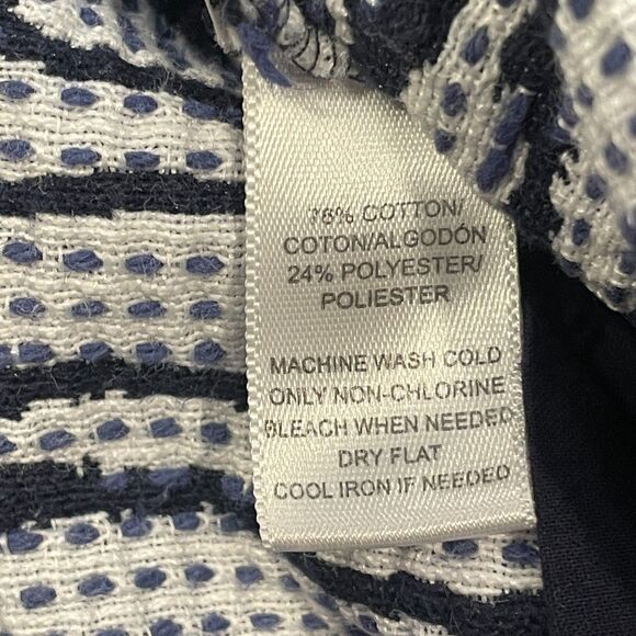 ~ Ann Taylor LOFT sz 8 Riviera Shorts Navy Blue White Pattern Pockets Belt Loops - Picture 13 of 14